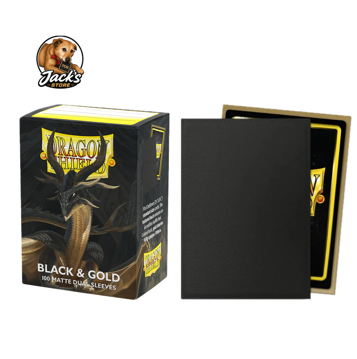Dragon Shield - Sleeves Standard Size - Matte Dual Black & Gold 100 pz